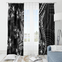 Black Polynesia Window Curtain Shark Tattoo With Polynesian Plumeria LT14 - Polynesian Pride