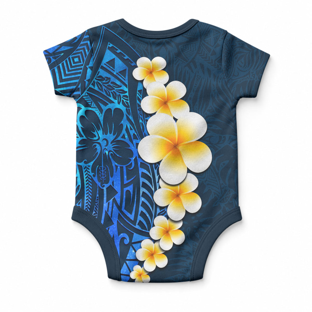Blue Tropical Plumeria With Galaxy Polynesian Art Baby Onesie