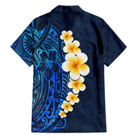 Blue Polynesia Family Matching Tank Maxi Dress and Hawaiian Shirt Plumeria Tropical Leaves With Galaxy Polynesian Art LT14 - Polynesian Pride