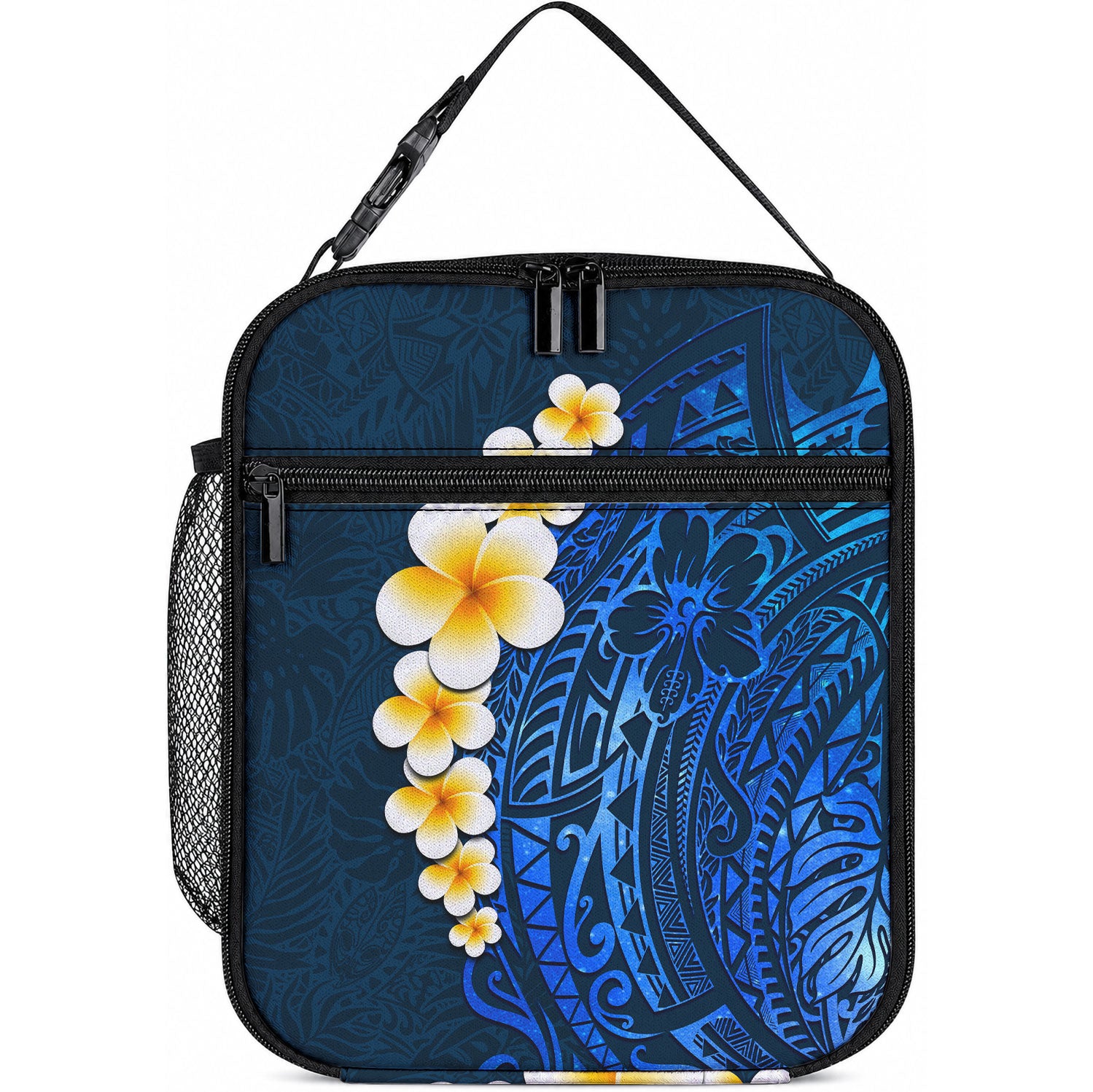 Blue Tropical Plumeria With Galaxy Polynesian Art Lunch Bag