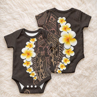 Brown Tropical Plumeria With Galaxy Polynesian Art Baby Onesie