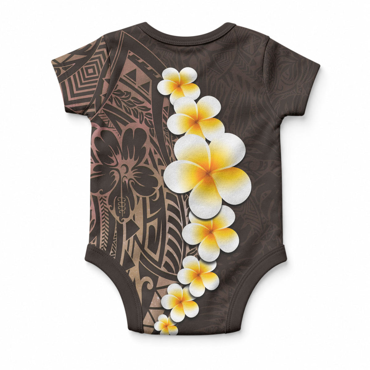 Brown Tropical Plumeria With Galaxy Polynesian Art Baby Onesie