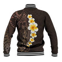 Brown Polynesia Baseball Jacket Plumeria Tropical Leaves With Galaxy Polynesian Art LT14 - Polynesian Pride