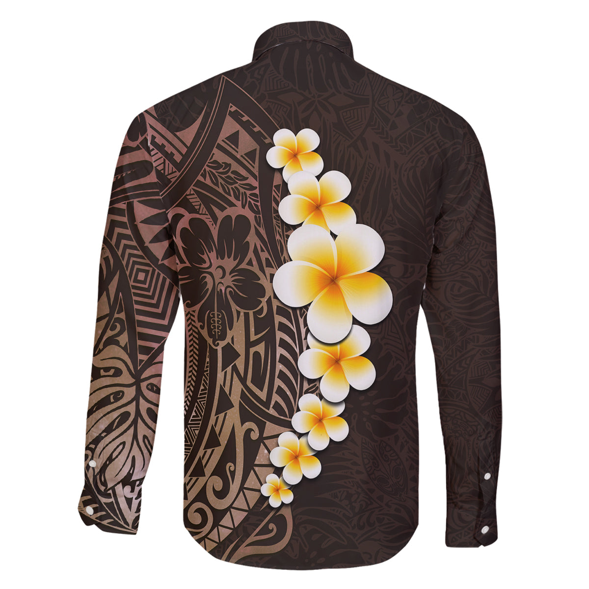 Brown Polynesia Family Matching Puletasi Dress and Hawaiian Shirt Plumeria Tropical Leaves With Galaxy Polynesian Art LT14 - Polynesian Pride