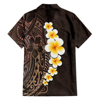 Brown Polynesia Family Matching Short Sleeve Bodycon Dress and Hawaiian Shirt Plumeria Tropical Leaves With Galaxy Polynesian Art LT14 - Polynesian Pride