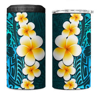 Turquosie Polynesia 4 in 1 Can Cooler Tumbler Plumeria Tropical Leaves With Galaxy Polynesian Art LT14 One Size: 16 oz Turquoise - Polynesian Pride