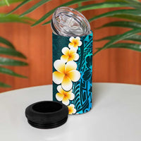 Turquosie Polynesia 4 in 1 Can Cooler Tumbler Plumeria Tropical Leaves With Galaxy Polynesian Art LT14 - Polynesian Pride