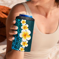 Turquosie Polynesia 4 in 1 Can Cooler Tumbler Plumeria Tropical Leaves With Galaxy Polynesian Art LT14 - Polynesian Pride