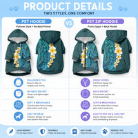 Turquoise Tropical Plumeria With Galaxy Polynesian Art Pet Hoodie