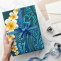 Turquosie Polynesia Wrapping Paper Plumeria Tropical Leaves With Galaxy Polynesian Art