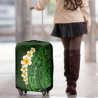 Green Polynesia Luggage Cover Plumeria Tropical Leaves With Galaxy Polynesian Art LT14 - Polynesian Pride