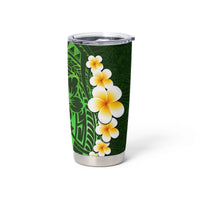 Green Polynesia Tumbler Cup Plumeria Tropical Leaves With Galaxy Polynesian Art