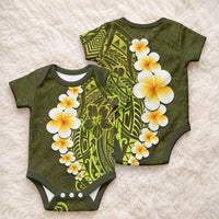 Lime Green Tropical Plumeria With Galaxy Polynesian Art Baby Onesie