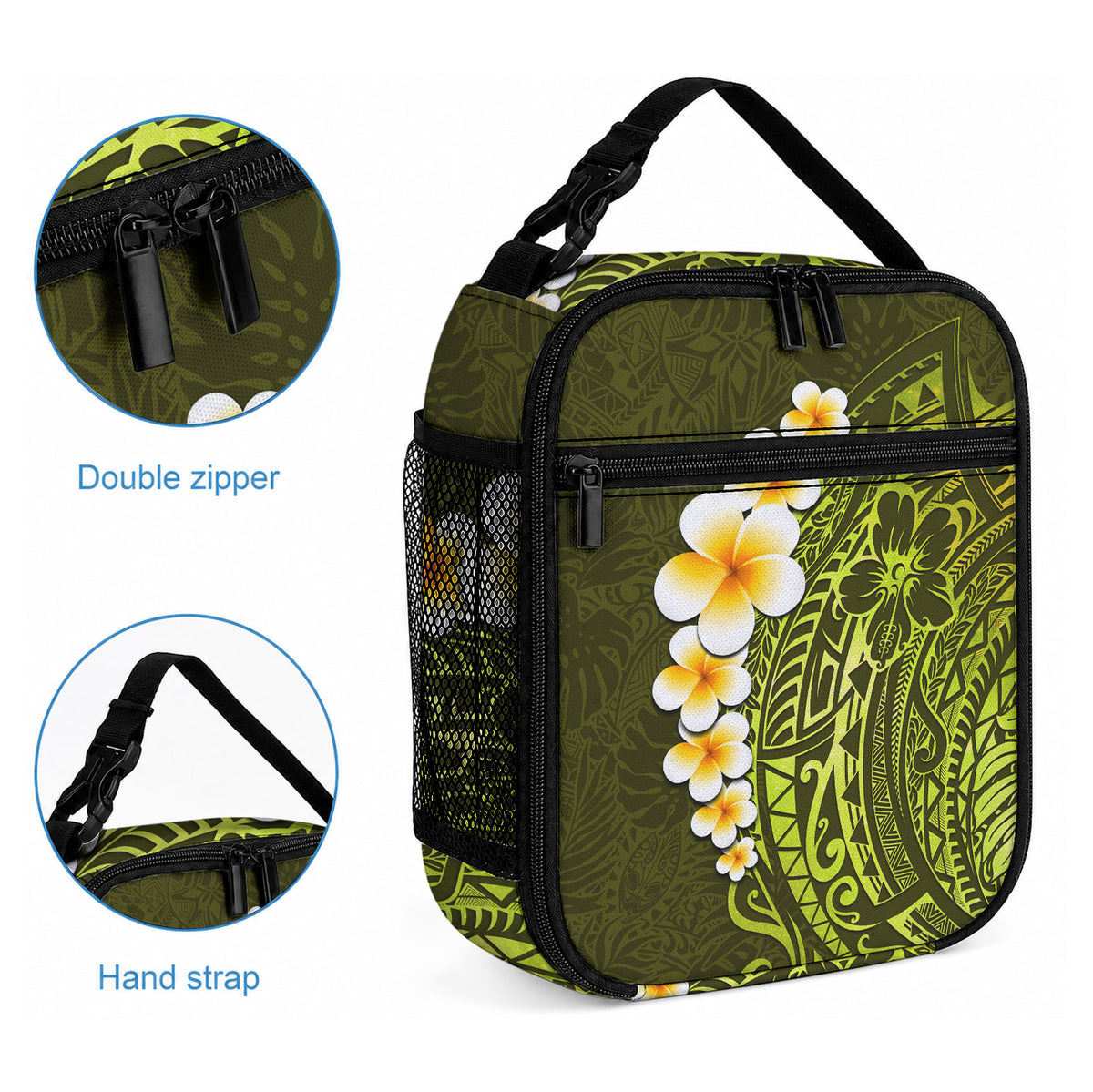 Lime Green Tropical Plumeria With Galaxy Polynesian Art Lunch Bag
