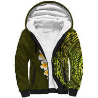 Lime Green Tropical Plumeria With Galaxy Polynesian Art Sherpa Hoodie LT14 Unisex Lime Green - Polynesian Pride