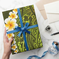 Lime Green Polynesia Wrapping Paper Plumeria Tropical Leaves With Galaxy Polynesian Art