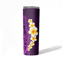 Purple Tropical Plumeria With Galaxy Polynesian Art Skinny Tumbler
