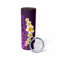 Purple Tropical Plumeria With Galaxy Polynesian Art Skinny Tumbler
