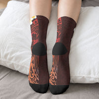 Red Tropical Plumeria With Galaxy Polynesian Art Crew Socks LT14 - Polynesian Pride