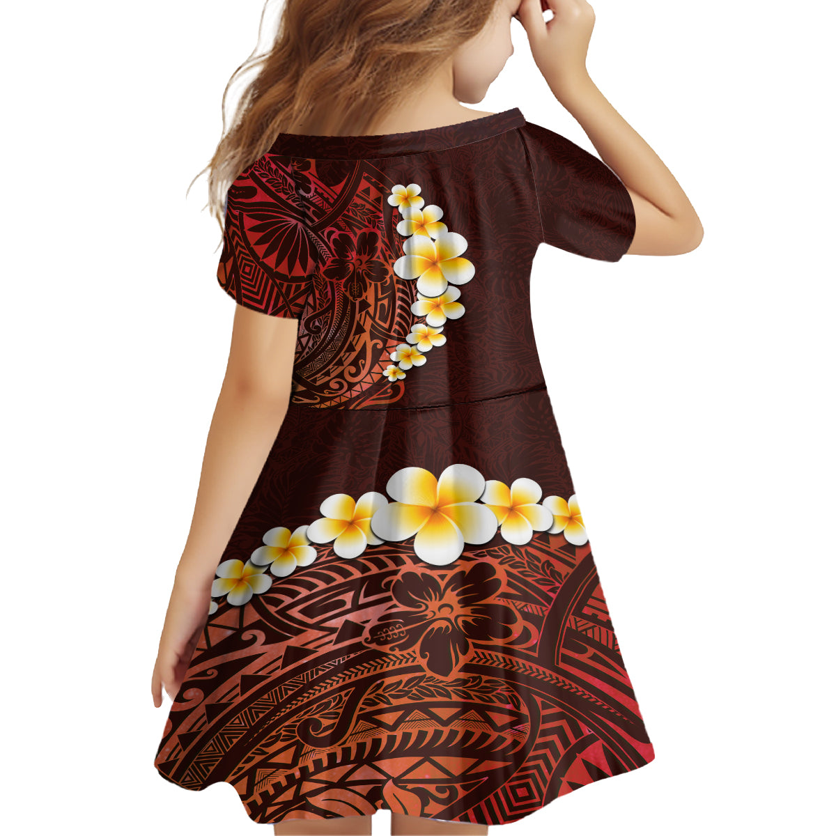 Red Tropical Plumeria With Galaxy Polynesian Art Family Matching Tank Maxi Dress and Hawaiian Shirt LT14 - Polynesian Pride