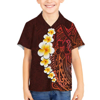 Red Tropical Plumeria With Galaxy Polynesian Art Kid Hawaiian Shirt LT14 Kid Red - Polynesian Pride