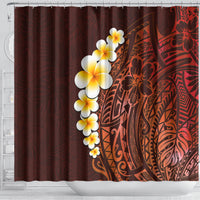 Red Tropical Plumeria With Galaxy Polynesian Art Shower Curtain LT14 - Polynesian Pride