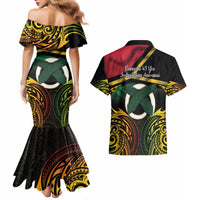 Vanuatu 1980 Couples Matching Mermaid Dress and Hawaiian Shirt Hapi 45 Yia Indipendens Anivesari LT14 - Polynesian Pride