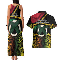 Vanuatu 1980 Couples Matching Tank Maxi Dress and Hawaiian Shirt Hapi 45 Yia Indipendens Anivesari LT14 - Polynesian Pride