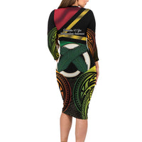 Vanuatu 1980 Family Matching Long Sleeve Bodycon Dress and Hawaiian Shirt Hapi 45 Yia Indipendens Anivesari LT14 - Polynesian Pride