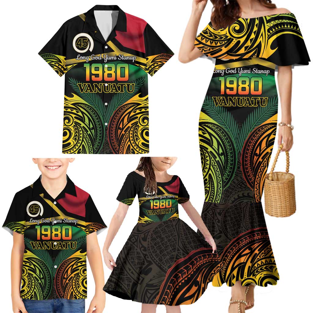 Vanuatu 1980 Family Matching Mermaid Dress and Hawaiian Shirt Hapi 45 Yia Indipendens Anivesari LT14 - Polynesian Pride