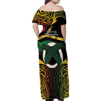 Vanuatu 1980 Family Matching Off Shoulder Maxi Dress and Hawaiian Shirt Hapi 45 Yia Indipendens Anivesari LT14 - Polynesian Pride
