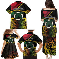 Vanuatu 1980 Family Matching Puletasi and Hawaiian Shirt Hapi 45 Yia Indipendens Anivesari LT14 - Polynesian Pride
