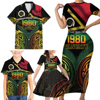 Vanuatu 1980 Family Matching Short Sleeve Bodycon Dress and Hawaiian Shirt Hapi 45 Yia Indipendens Anivesari LT14 - Polynesian Pride