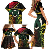 Vanuatu 1980 Family Matching Short Sleeve Bodycon Dress and Hawaiian Shirt Hapi 45 Yia Indipendens Anivesari LT14 - Polynesian Pride