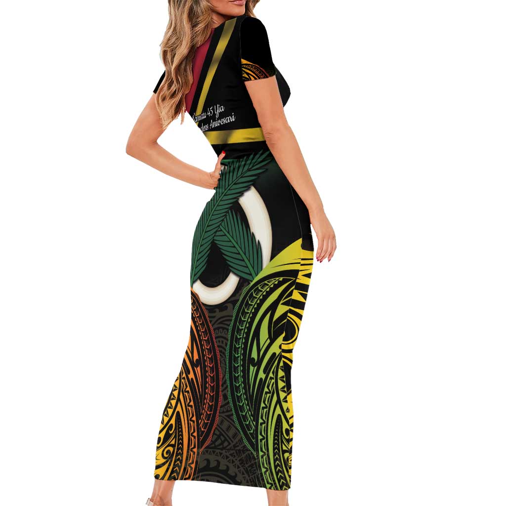 Vanuatu 1980 Family Matching Short Sleeve Bodycon Dress and Hawaiian Shirt Hapi 45 Yia Indipendens Anivesari LT14 - Polynesian Pride
