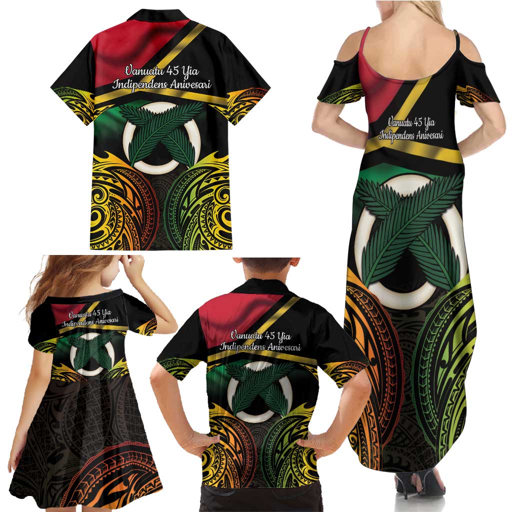 Vanuatu 1980 Family Matching Summer Maxi Dress and Hawaiian Shirt Hapi 45 Yia Indipendens Anivesari LT14 - Polynesian Pride
