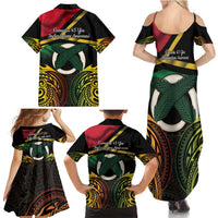 Vanuatu 1980 Family Matching Summer Maxi Dress and Hawaiian Shirt Hapi 45 Yia Indipendens Anivesari LT14 - Polynesian Pride