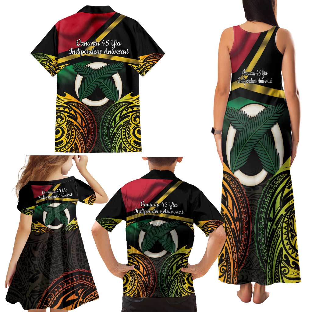 Vanuatu 1980 Family Matching Tank Maxi Dress and Hawaiian Shirt Hapi 45 Yia Indipendens Anivesari LT14 - Polynesian Pride