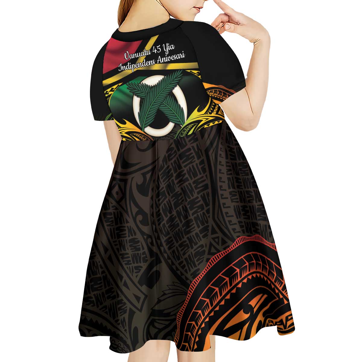 Vanuatu 1980 Kid Short Sleeve Dress Hapi 45 Yia Indipendens Anivesari