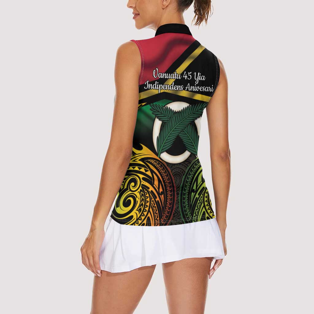 Vanuatu 1980 Women Sleeveless Polo Shirt Hapi 45 Yia Indipendens Anivesari