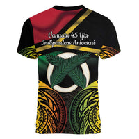 Vanuatu 1980 Women V-Neck T-Shirt Hapi 45 Yia Indipendens Anivesari LT14 - Polynesian Pride