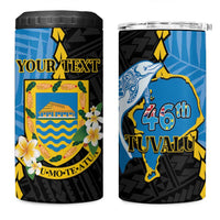Tuvalu Independence Day 4 in 1 Can Cooler Tumbler Manuia te tutokotasi o Tuvaluan Dolphin Tattoo LT14 One Size: 16 oz Blue - Polynesian Pride