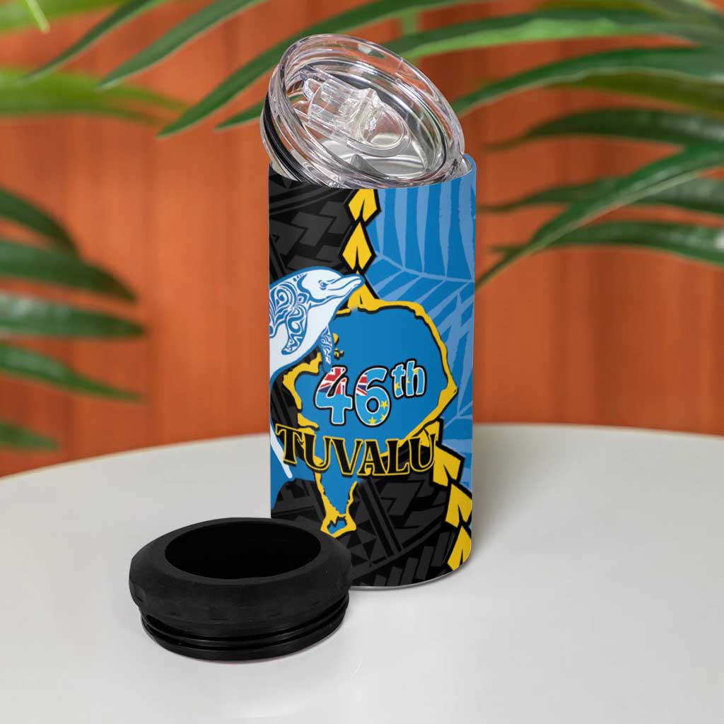 Tuvalu Independence Day 4 in 1 Can Cooler Tumbler Manuia te tutokotasi o Tuvaluan Dolphin Tattoo LT14 - Polynesian Pride