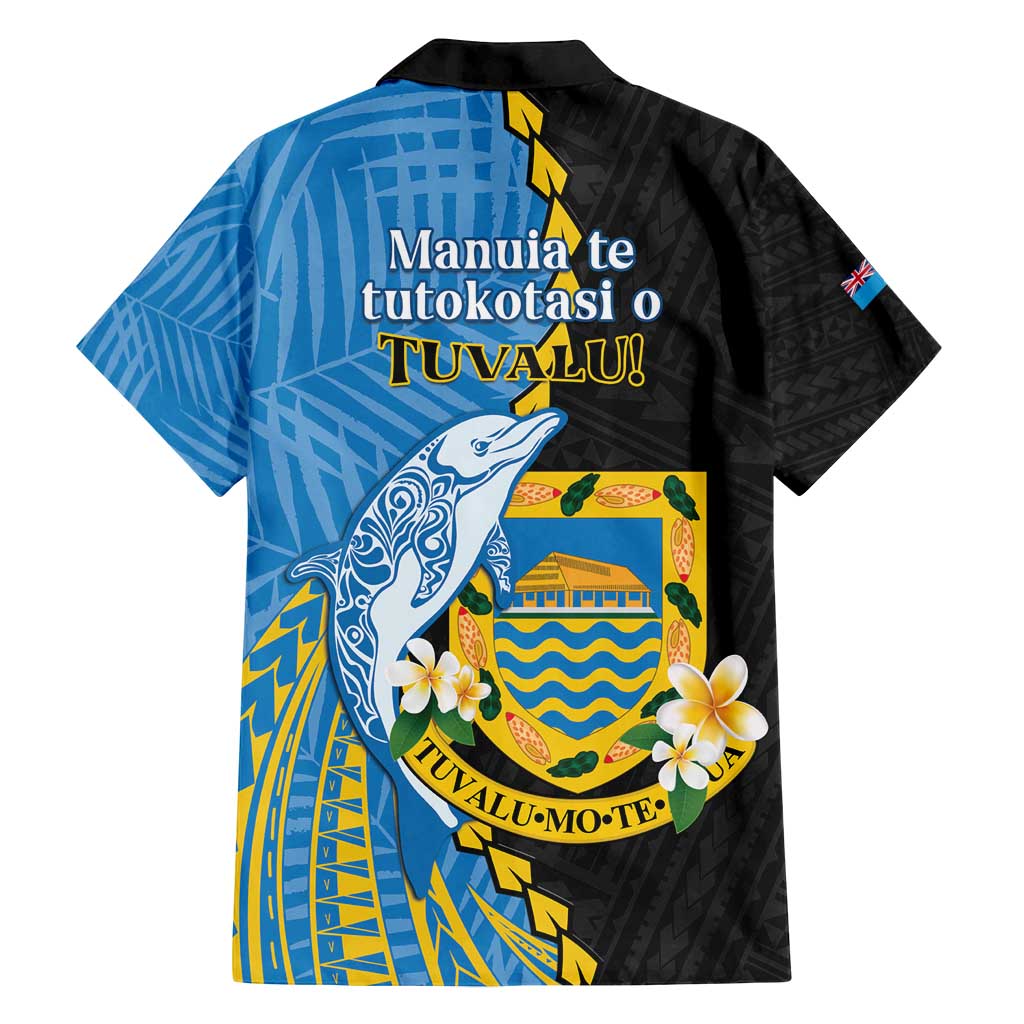 Tuvalu Independence Day Family Matching Off Shoulder Maxi Dress and Hawaiian Shirt Manuia te tutokotasi o Tuvaluan Dolphin Tattoo LT14 - Polynesian Pride