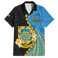 Tuvalu Independence Day Family Matching Tank Maxi Dress and Hawaiian Shirt Manuia te tutokotasi o Tuvaluan Dolphin Tattoo LT14 Dad's Shirt - Short Sleeve Blue - Polynesian Pride