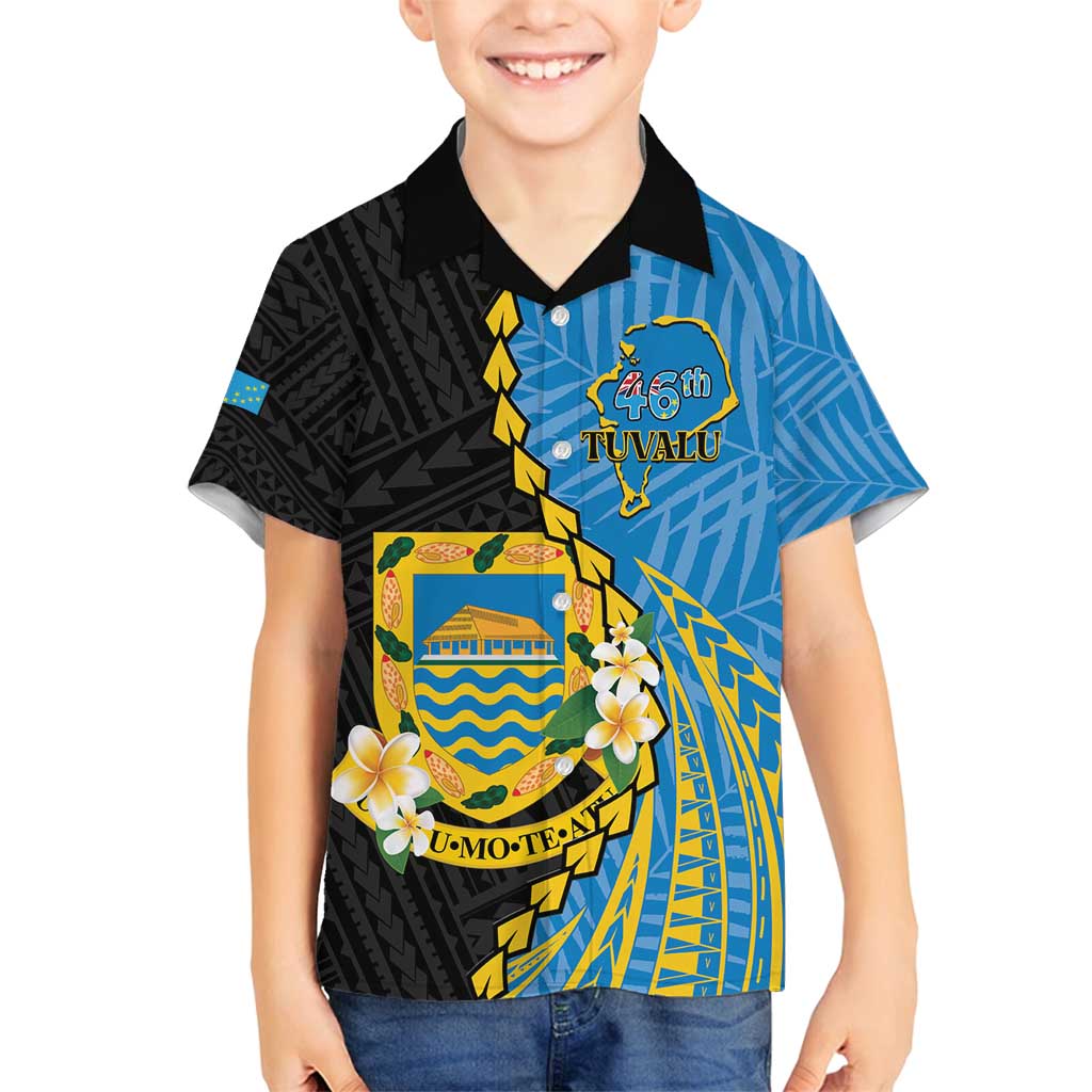 Tuvalu Independence Day Family Matching Tank Maxi Dress and Hawaiian Shirt Manuia te tutokotasi o Tuvaluan Dolphin Tattoo LT14 Son's Shirt Blue - Polynesian Pride