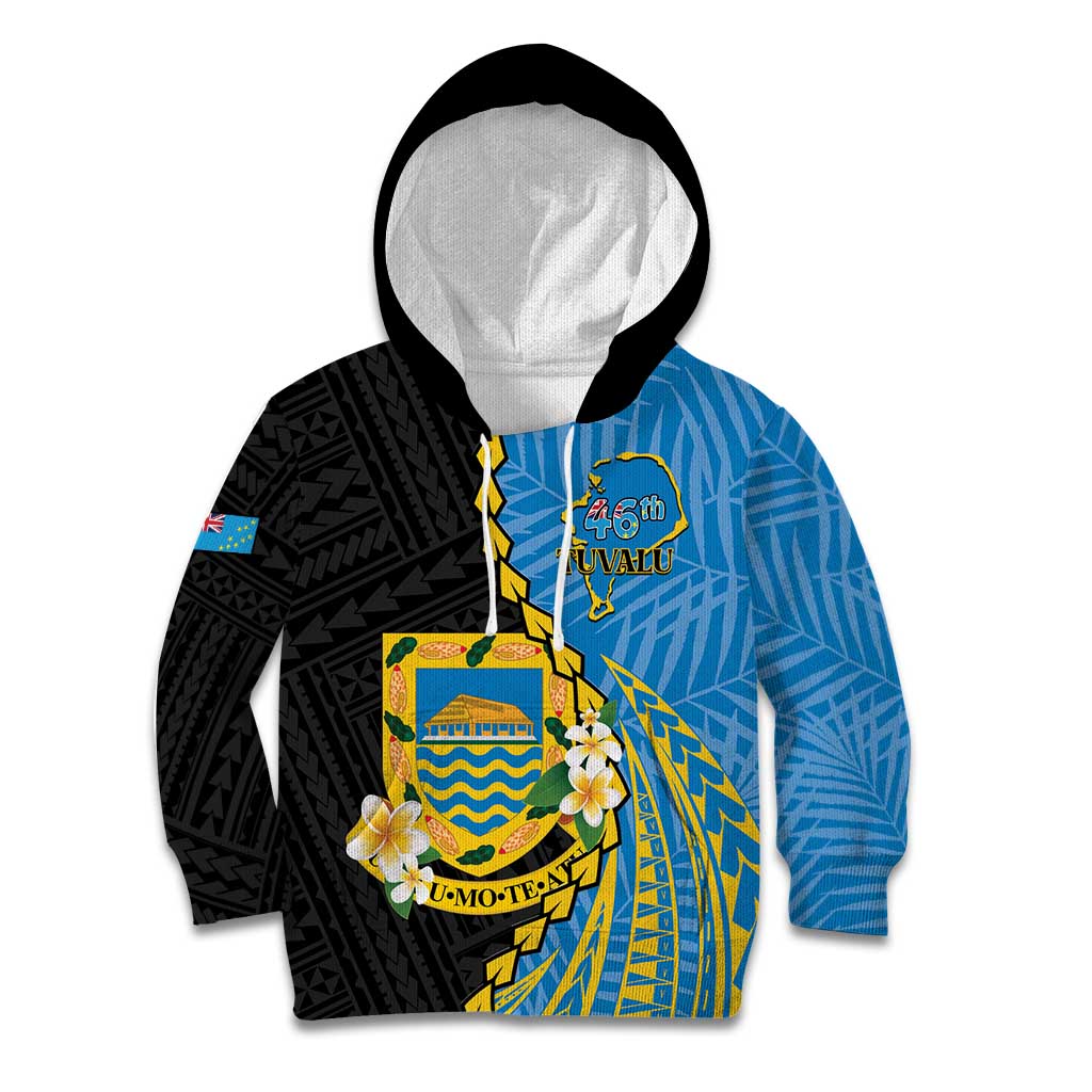Tuvalu Independence Day Kid Hoodie Manuia te tutokotasi o Tuvaluan Dolphin Tattoo LT14 Hoodie Blue - Polynesian Pride