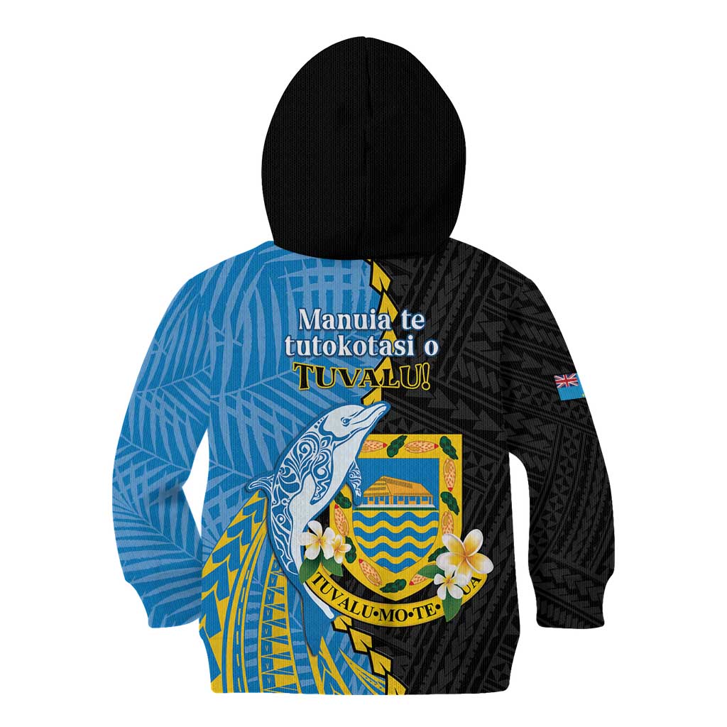 Tuvalu Independence Day Kid Hoodie Manuia te tutokotasi o Tuvaluan Dolphin Tattoo LT14 - Polynesian Pride