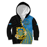 Tuvalu Independence Day Kid Hoodie Manuia te tutokotasi o Tuvaluan Dolphin Tattoo LT14 Zip Hoodie Blue - Polynesian Pride