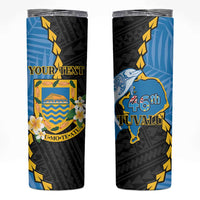 Tuvalu Independence Day Skinny Tumbler Manuia te tutokotasi o Tuvaluan Dolphin Tattoo LT14 Blue - Polynesian Pride